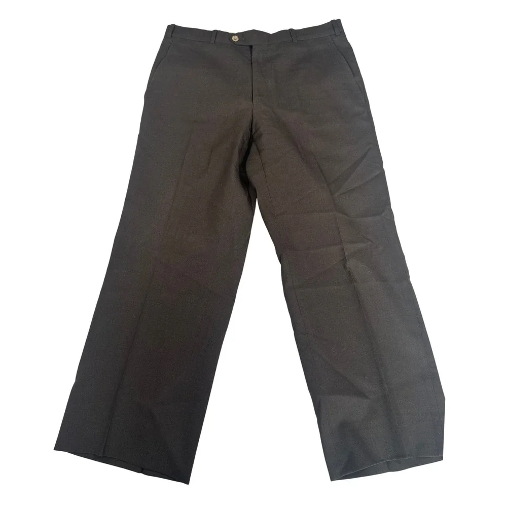 Vtg Nordstrom Clifford Ltd Men Dress Pants 32x27 Black Virgin Wool Work Office